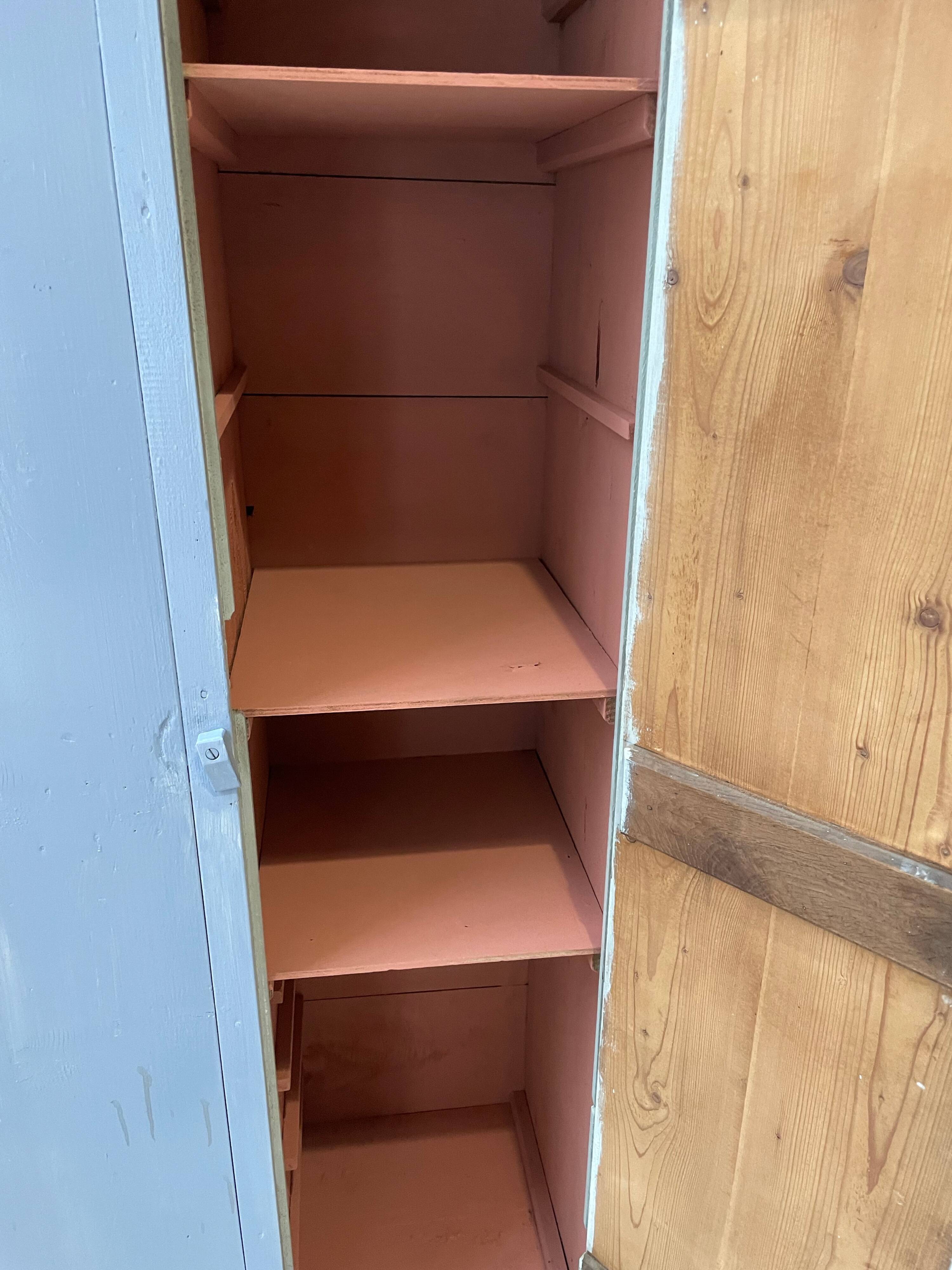 Blue patinated workshop furniture locker room
