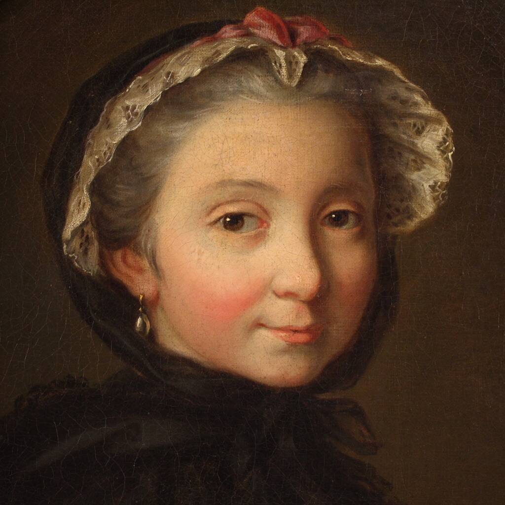 18th century Italian painting, portrait of a young lady