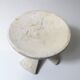 antique small tripod bench/stool in solid carved brutalist wood