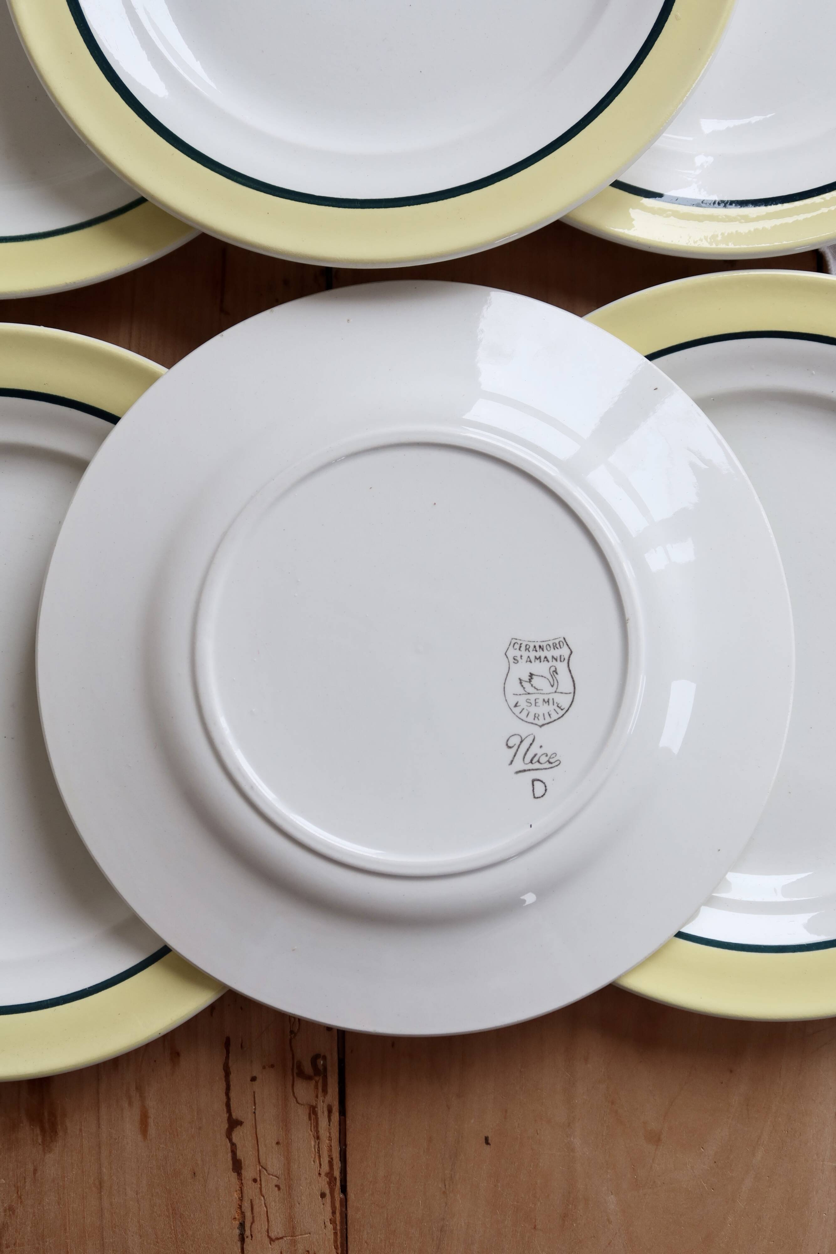 6 vintage dessert plates ceramic Céranord Saint-Amand model Nice