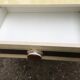 Coiffeuse formica blanc vintage et miroir rond triptyque repliable