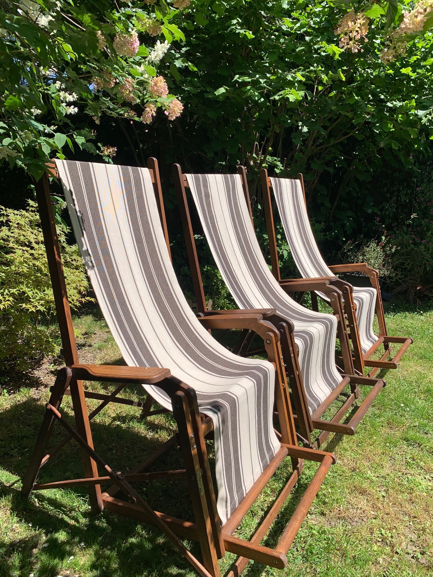 3 Ocean liner deck chairs