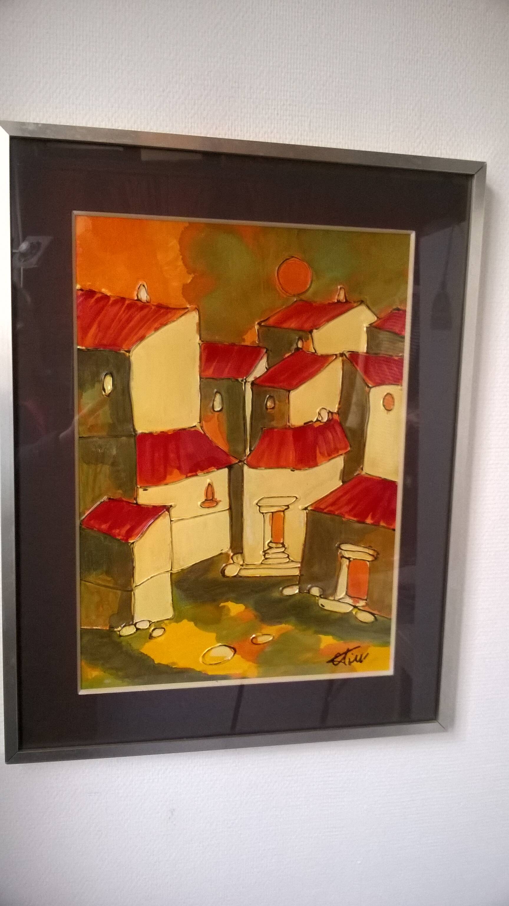 Painting - Oil on cardboard (in relief) c.1970 signed