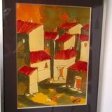 Tableau - Huile sur carton, c.1970 signé