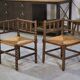 Pair of turned wooden corner chairs from the 1950s.
