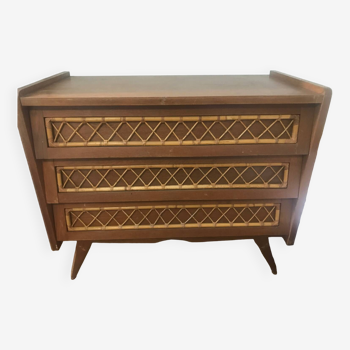 Scandinavian rattan chest of drawers