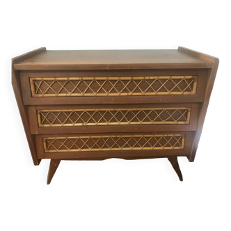 Scandinavian rattan chest of drawers