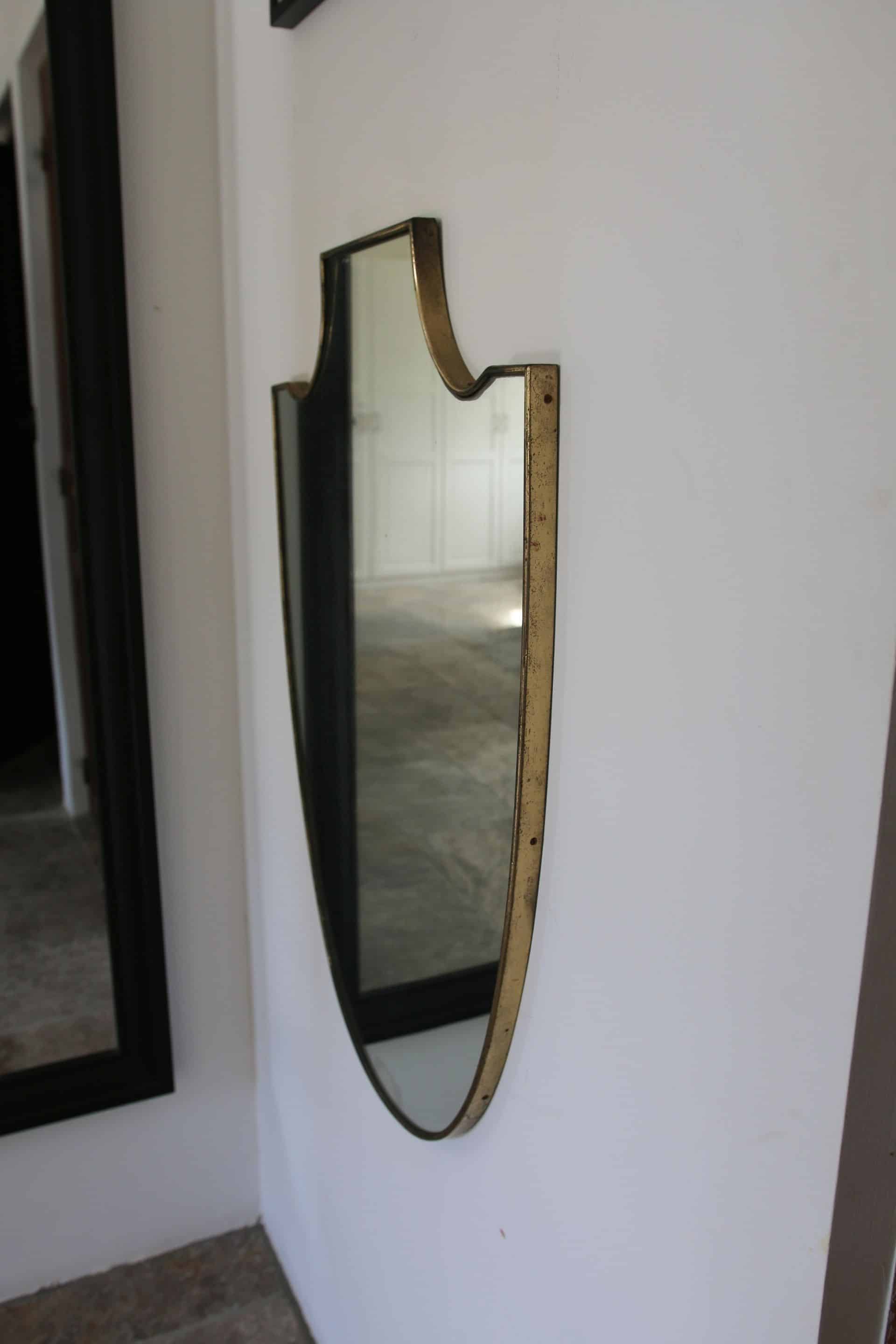 Brass mirror Italian crest Mid-Century, 1950-60