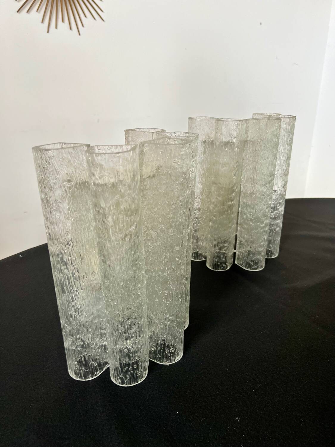 Set of 4 large doria wall lights in glazed glass design from the 60s vintage 3 lights