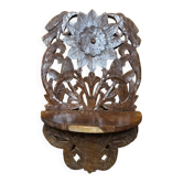 Carved wood shelf vintage birds & flowers decor
