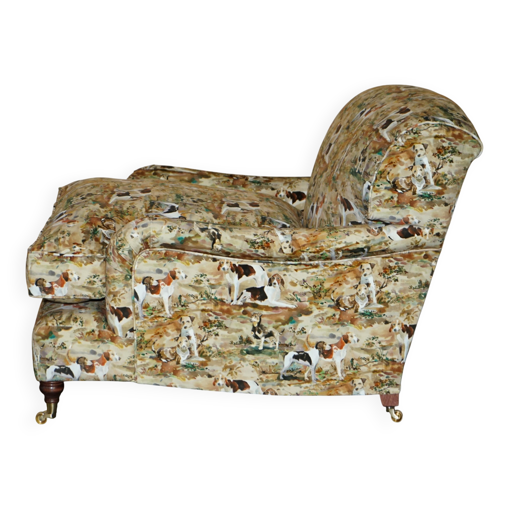 Pair of Howard Custom Love Seat Armchairs in Mulberry Silk Velvet
