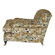 Pair of Howard Custom Love Seat Armchairs in Mulberry Silk Velvet