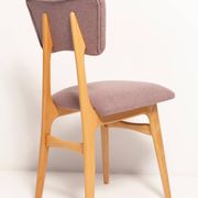"Butterfly" dining chair, boucle pink wool, light wood