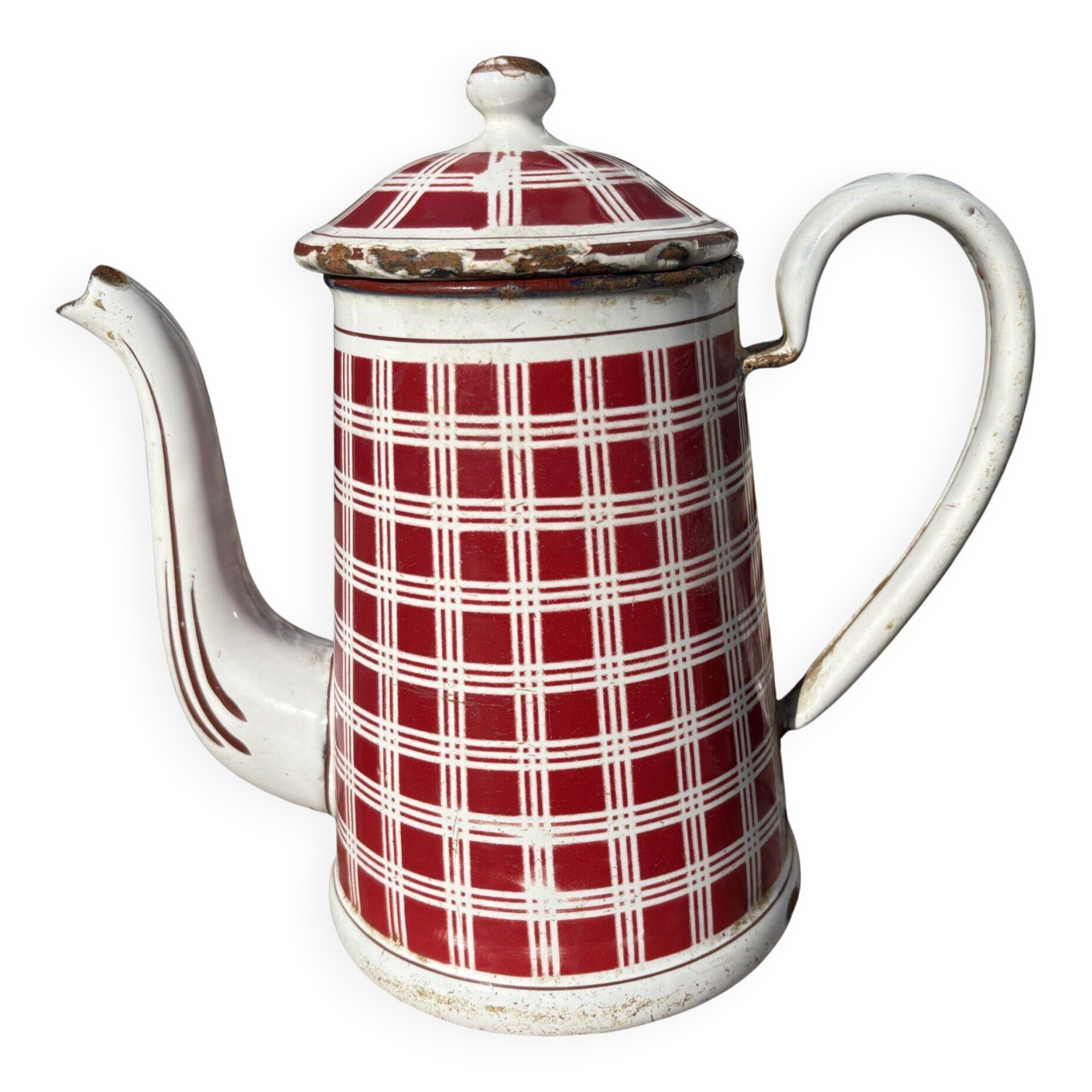 Cafetière à carreaux bordeaux