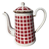 Cafetière à carreaux bordeaux