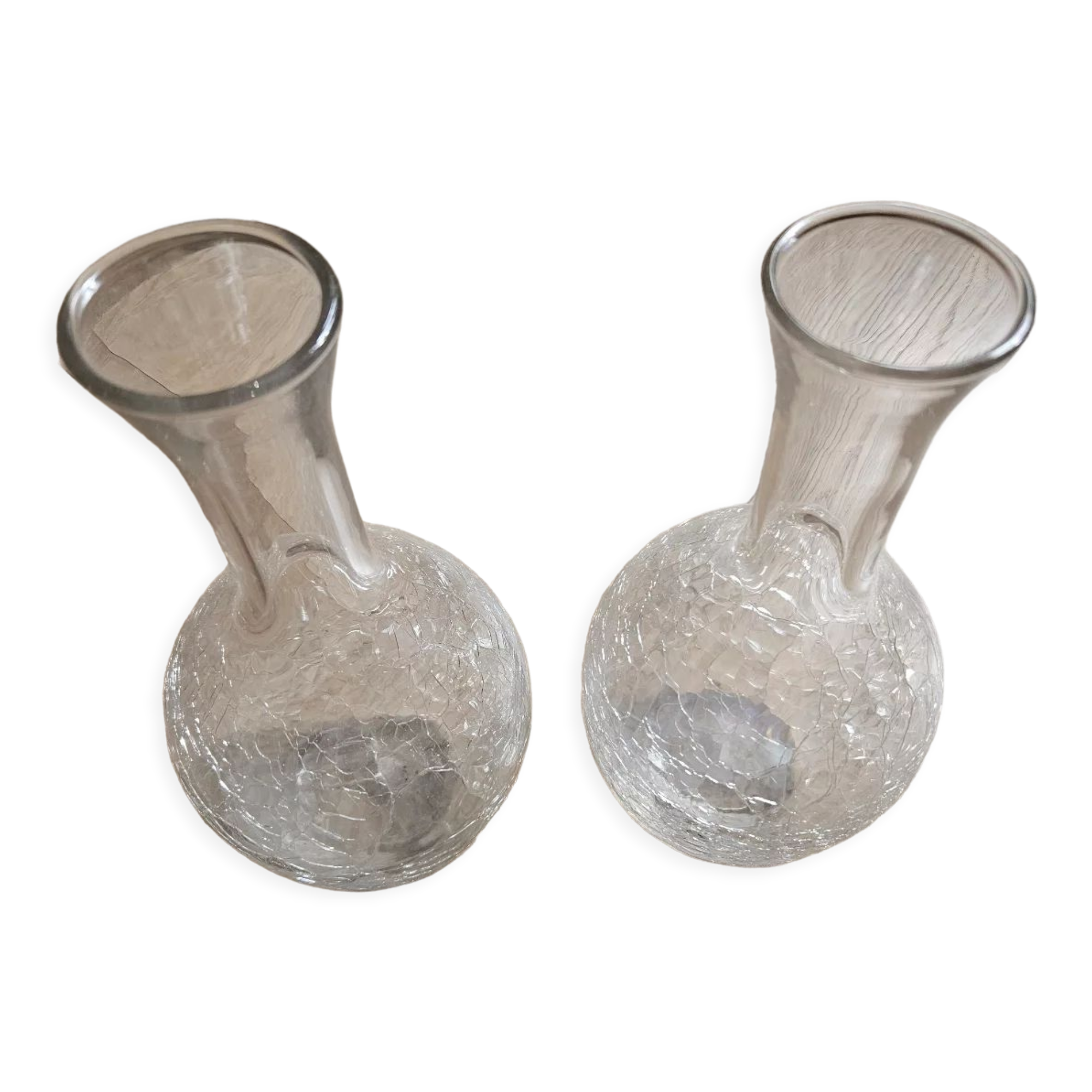 Pair of cracked glass vases