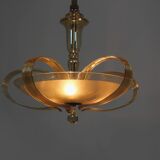 Tall art deco curved glass ceiling light from esc zukov, 1940s