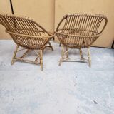 Series of rattan armchairs from the 70s