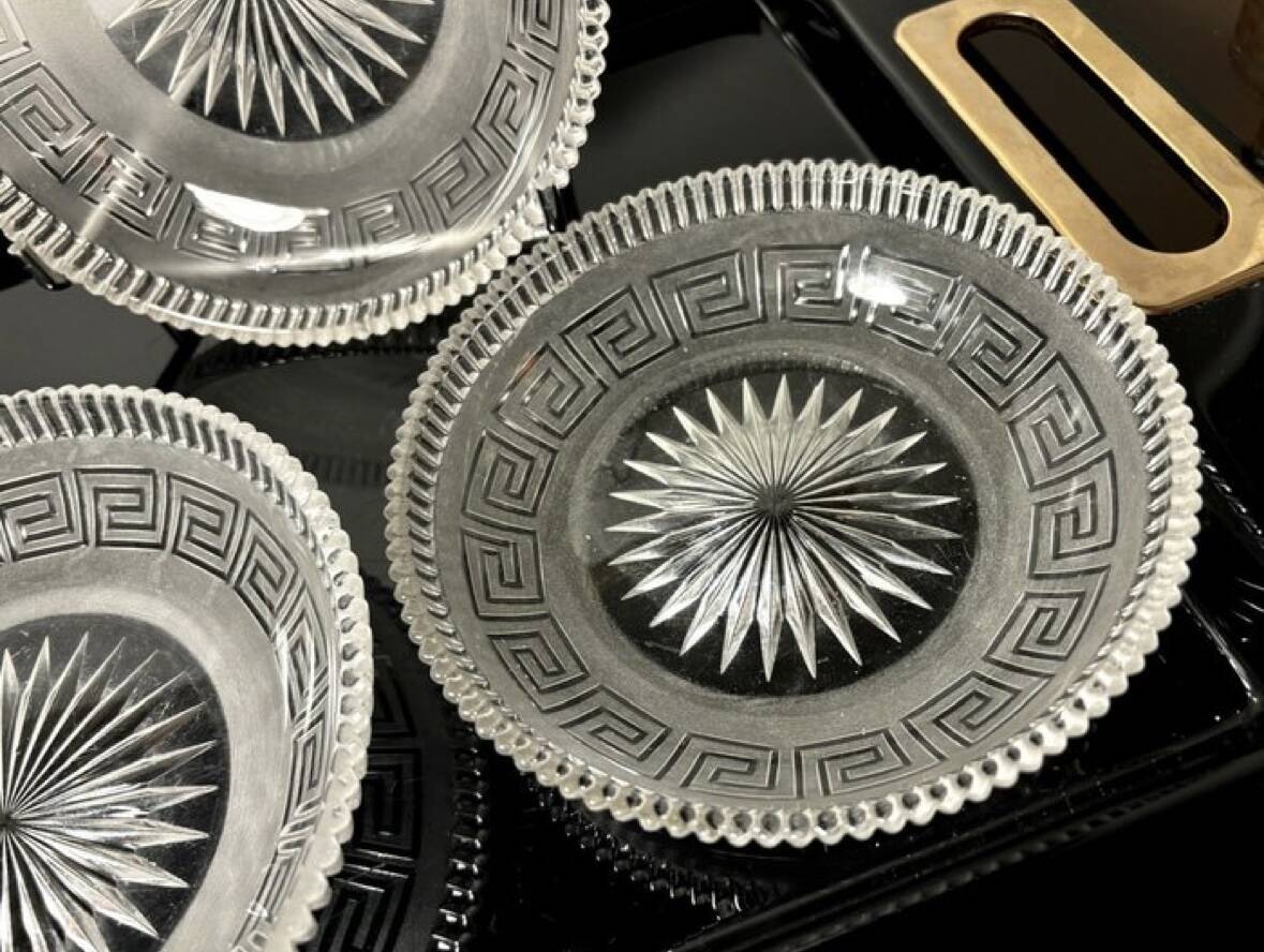 4 Baccarat plates in Greek key pattern 19th century