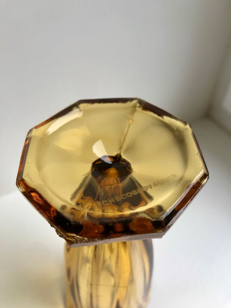 Amber molded glass vase 70s