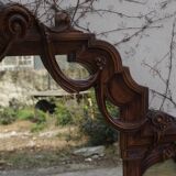 Wooden mirror with clock, 1960