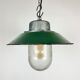 Suspension industrielle en émail vert et fonte, années 1960