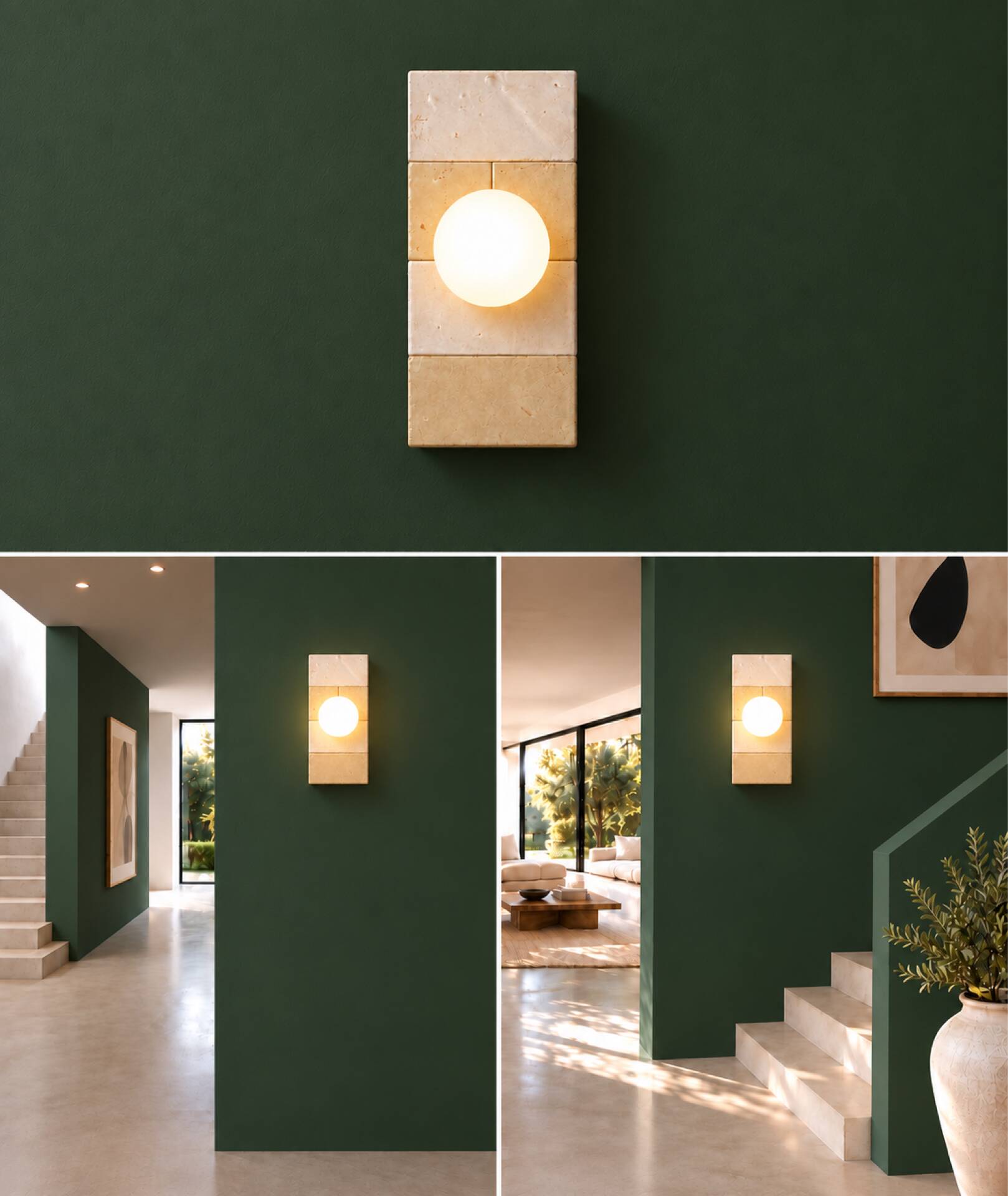 Ceramic zellige wall light