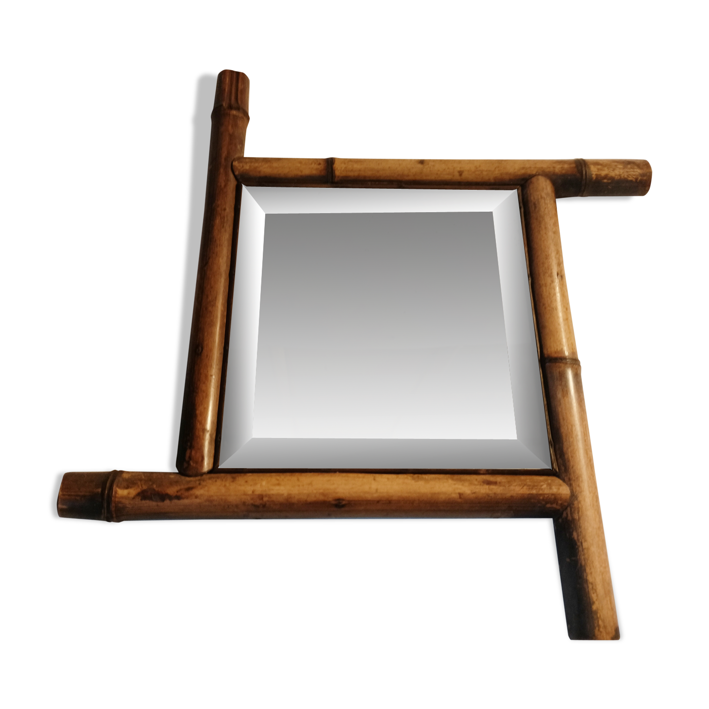Miroir bambou vintage 35x35cm