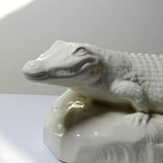 Large ancient crocodile Sarreguemines pottery Art Deco 1930s