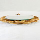 Old vintage oval rattan mirror