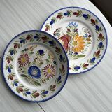2 decorative plates in Quimper earthenware, signed HB Henriot.
