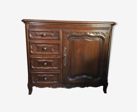 Buffet vintage en chêne 4 tiroirs 1 porte