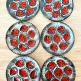 Vintage MBFA Pornic oyster barbotine plates from the 60s