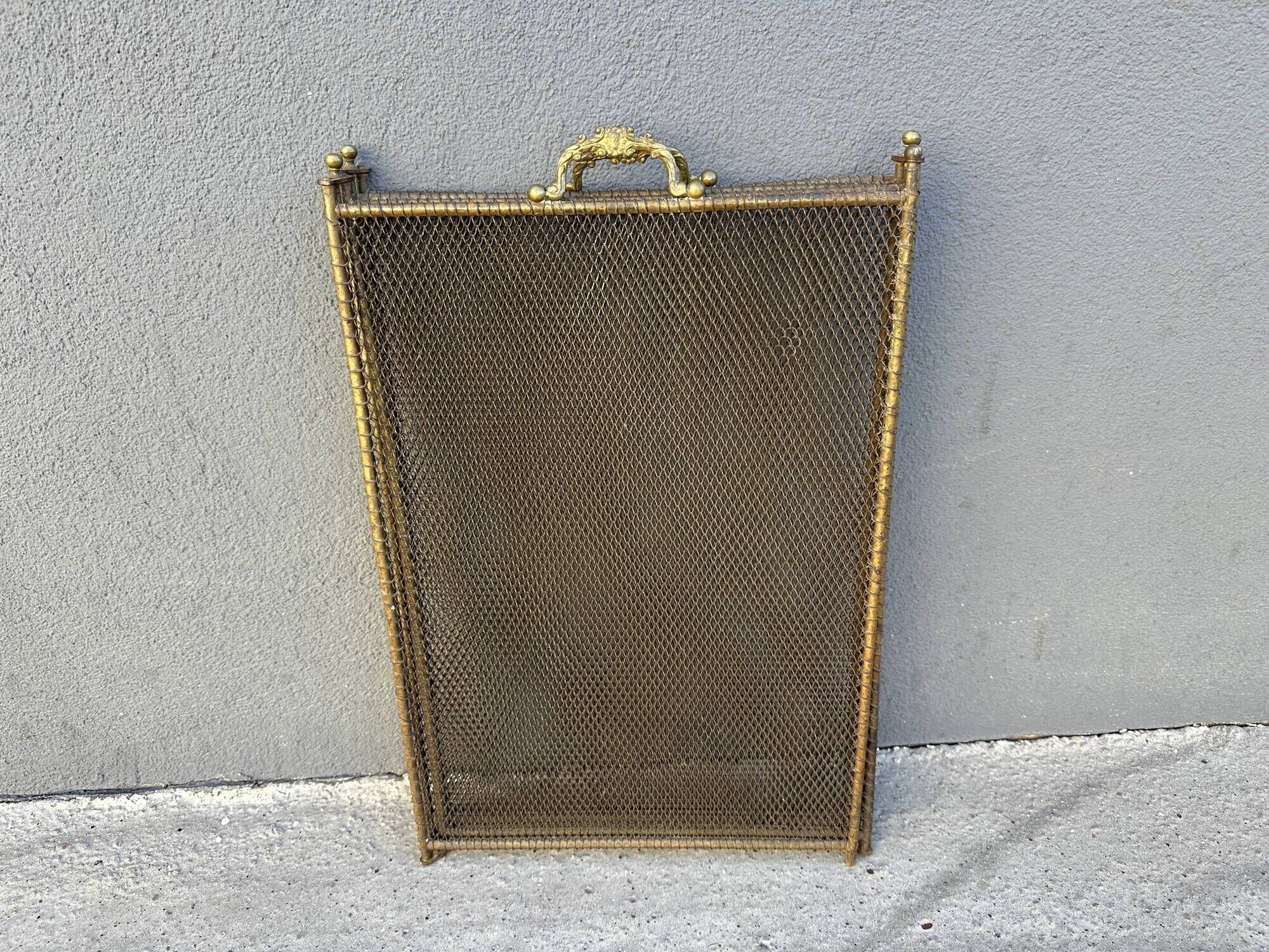 Antique fireplace screen from the 19th century, Napoleon III spark guard.