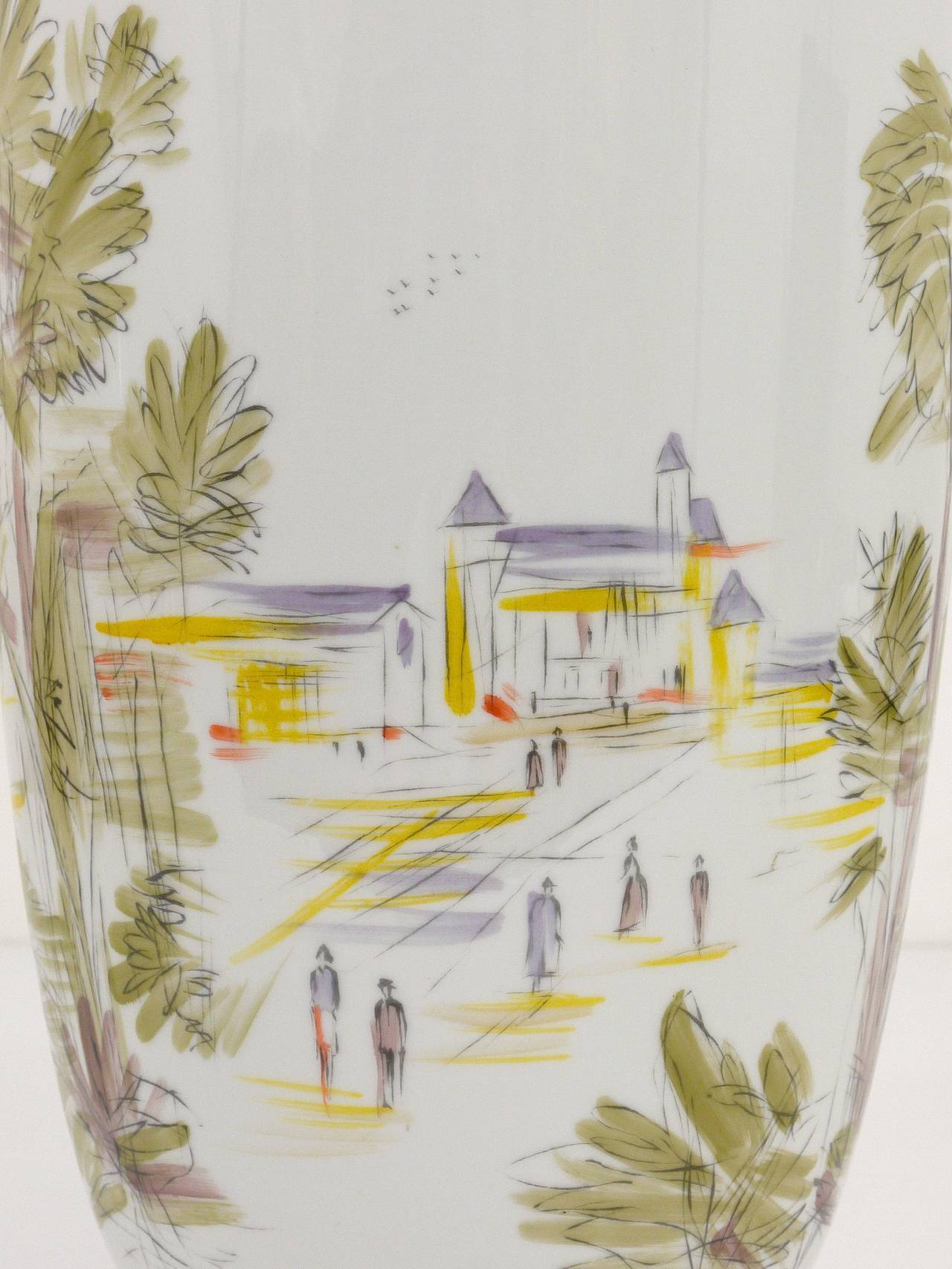Large porcelain vase from the mid-century, hand-painted, Hutschenreuther, Selb, Germany, 1950s.
