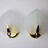 Pair of wall lamps "sheet" in opaque glass, murano, Italy 1980