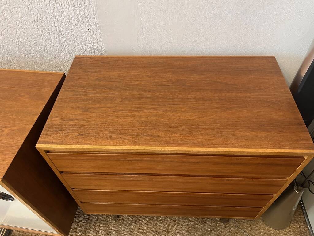 Kurt Thut vintage enfilade in 2 parts, walnut and metal from the 1950s.