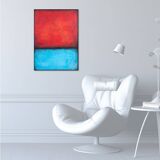 Red and Blue original minimalist abstract modern painting on stretched canv