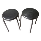 Pair of Industrial Stools in Raw Metal