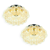Large Mid-Century Amber Bubble Glass Ceiling Lig by H. Tynell for Limburg