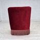 1960s, Danish armchair, original red furniture velour, beech wood legs.