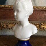 Small biscuit bust with blue base