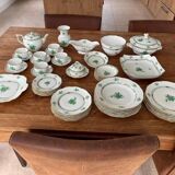 Gorgeous Herend Hungary Apponyi Chinese Bouquet Green Complete Dinner, Brea