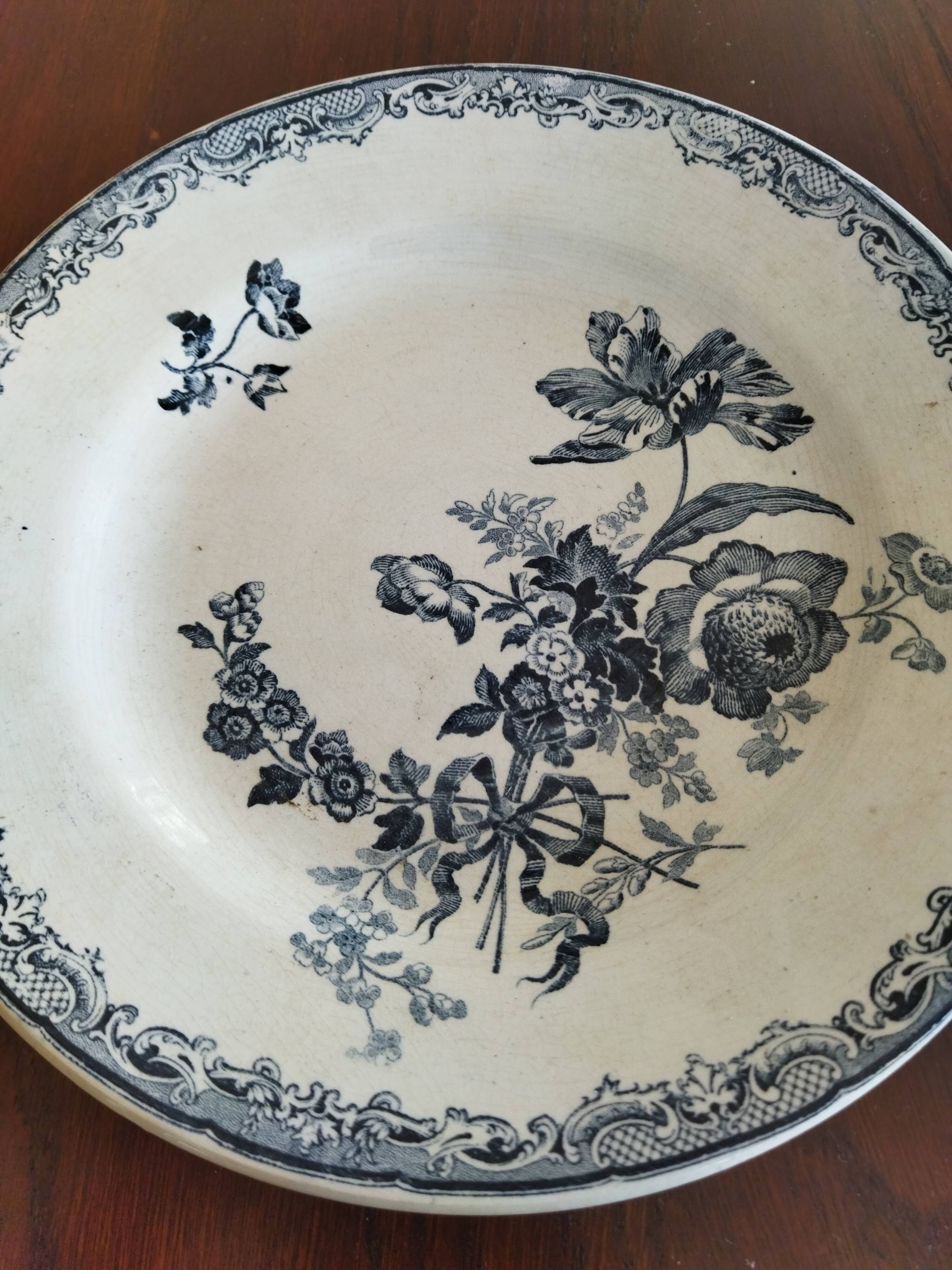 8 iron earthenware plates (St Amand Hamage HB & Cie Sarreguemines Digoin)