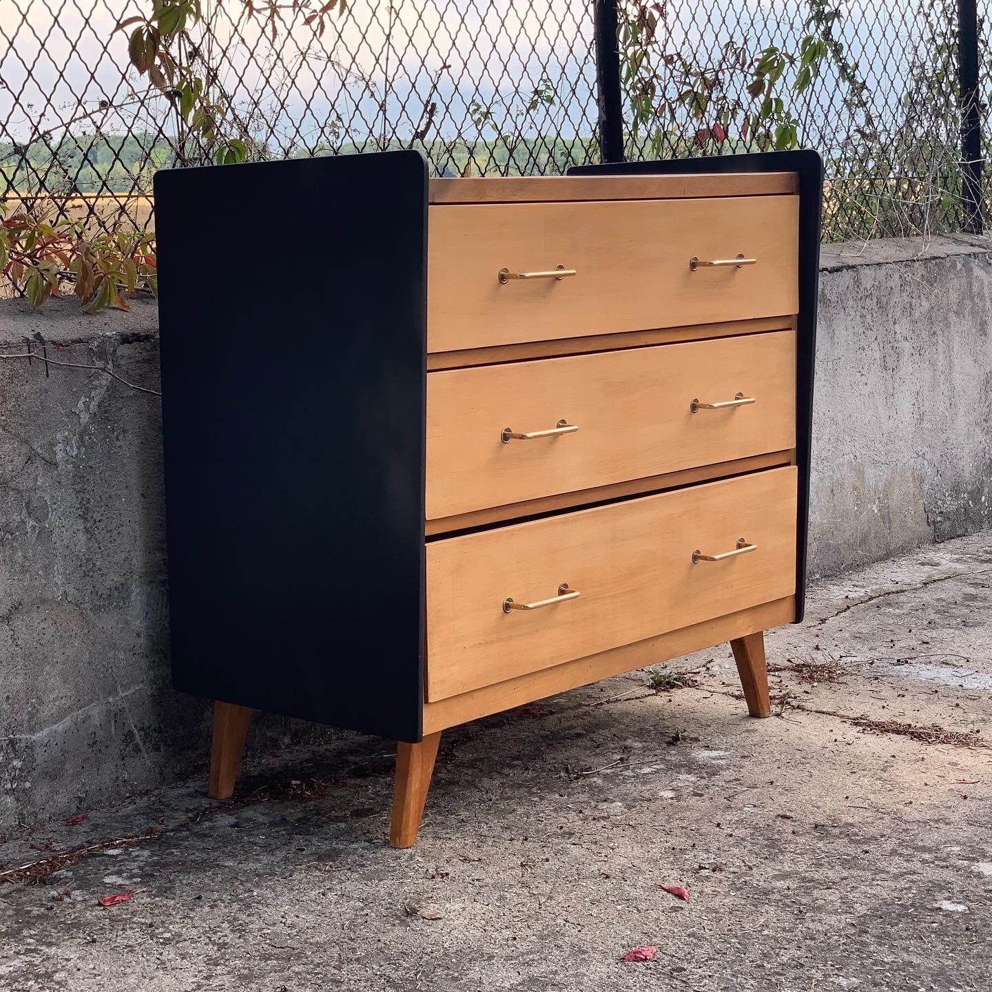 1960 compass foot chest of drawers