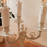 Taupe grey patinated brass candlestick