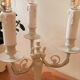 Taupe grey patinated brass candlestick