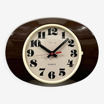 Vintage Brown Bakelite Wall Clock from Prim, 1970s