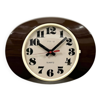 Vintage Brown Bakelite Wall Clock from Prim, 1970s