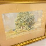 Aquarelle du 19ème Siècle dans un Cadre Doré
